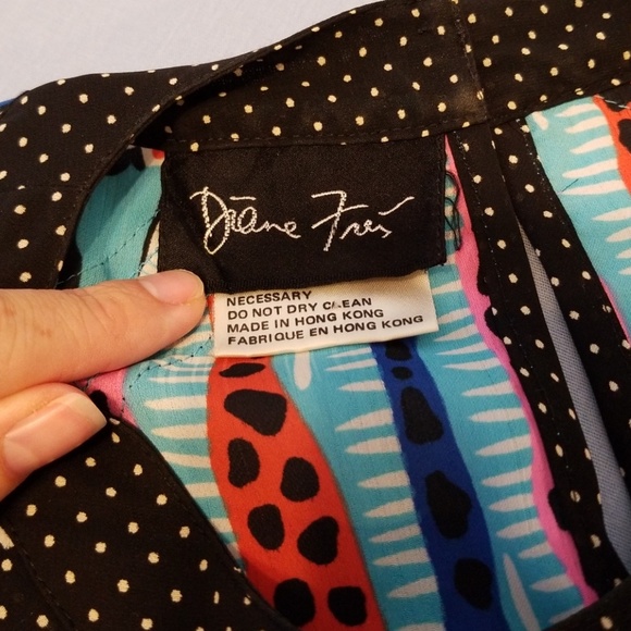 Diane Freis Vintage 80's Georgette Crop Blouse - Picture 5 of 7